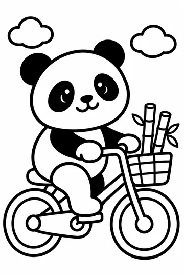 Panda on a Bike coloring page