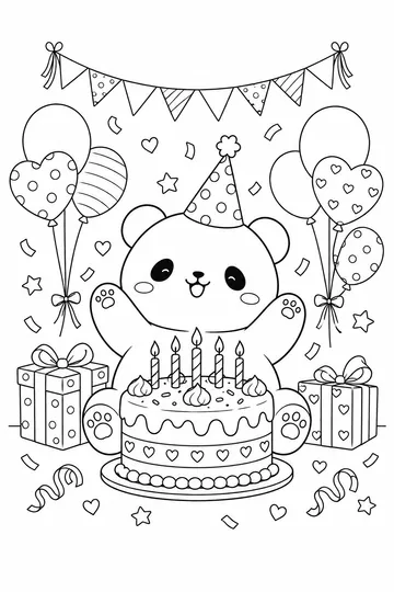 Panda Birthday coloring page