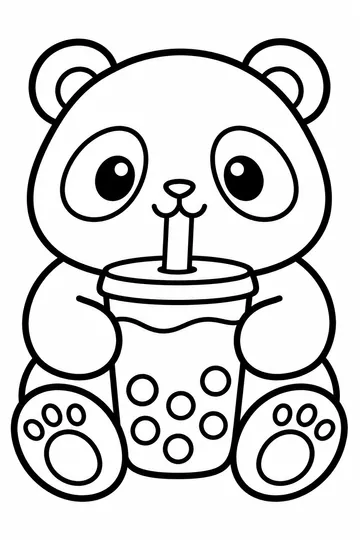 Panda Bubble Tea coloring page