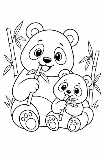 Panda Family coloring page