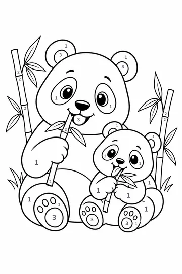 Panda Family color by number