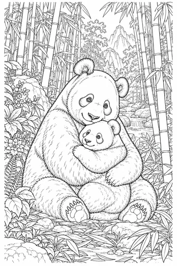 Panda Friends coloring page