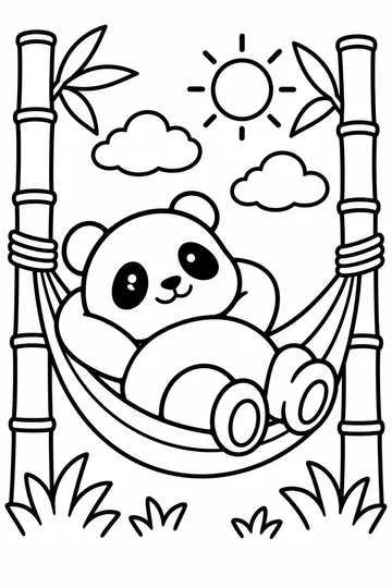 Panda Hammock coloring page