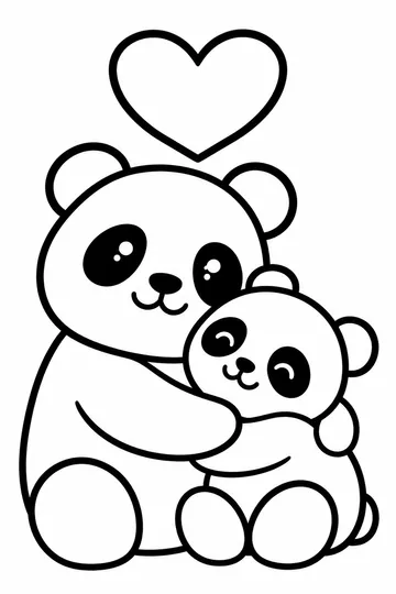 Panda Hug coloring page