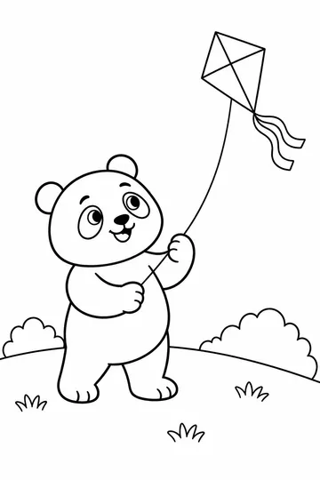 Panda Flying a Kite coloring page