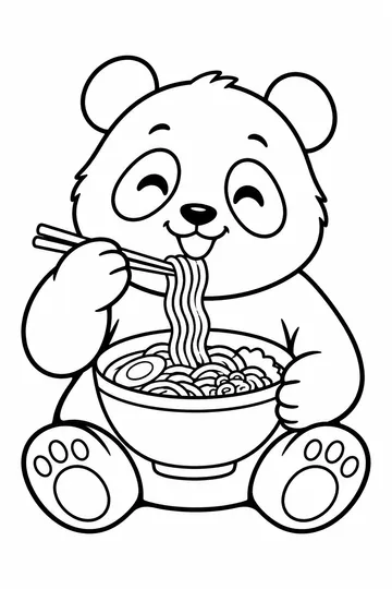 Panda Eating Noodles coloring page