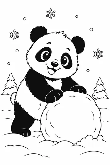 Panda in the Snow coloring page