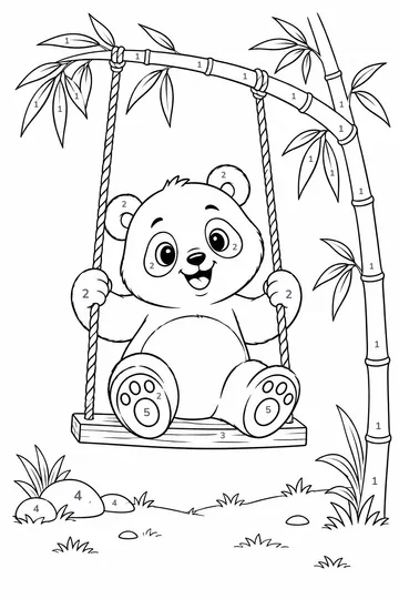 Panda on a Swing color by number