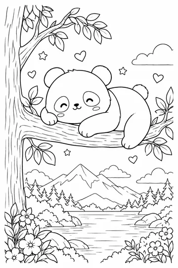 Panda in a Tree coloring page