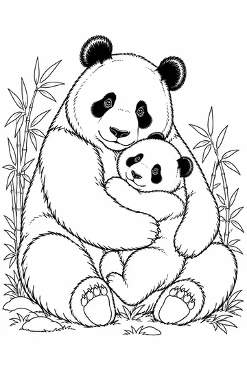 Panda and Cub coloring page