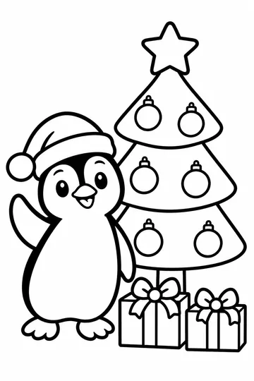 Christmas Penguin coloring page