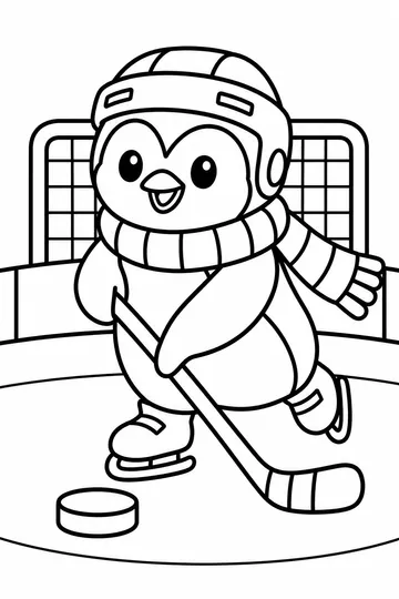 Hockey Penguin coloring page
