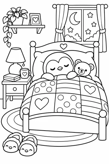 Sleepy Penguin coloring page