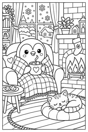 Penguins coloring page