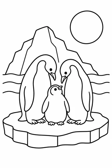 Penguin Family coloring page