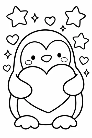 Penguin Love coloring page