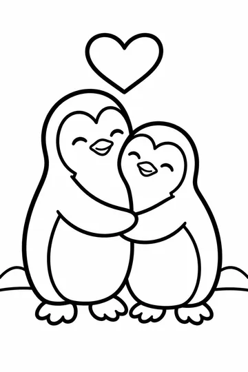Penguin Hug coloring page