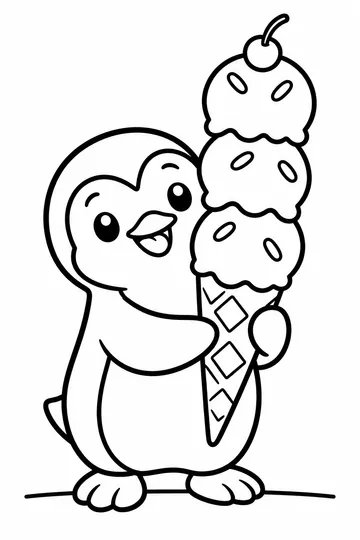 Penguin Ice Cream coloring page