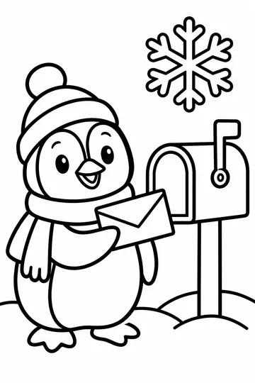 Penguin Mail coloring page