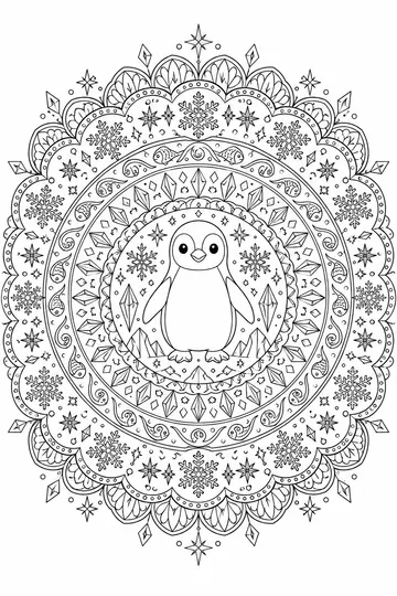 Penguin Mandala coloring page
