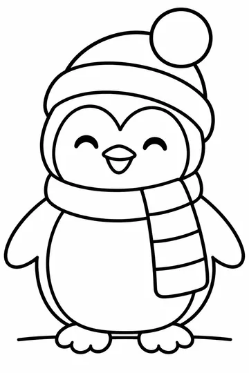 Penguin in a Scarf coloring page