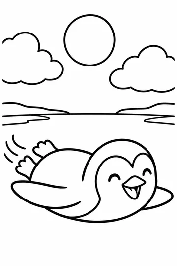 Sliding Penguin coloring page