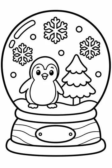 Penguin Snow Globe coloring page