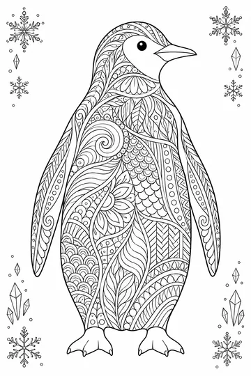 Penguin Zentangle coloring page