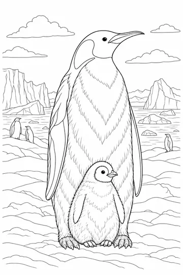 Realistic Emperor Penguin coloring page