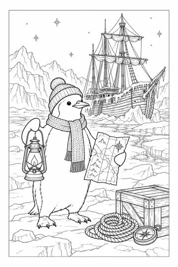 Penguin Explorer coloring page