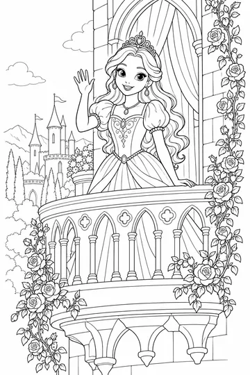 Princess on the Balcony coloring page