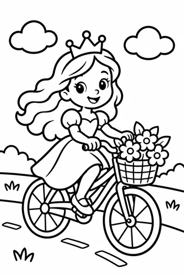Princess on a Bike coloring page