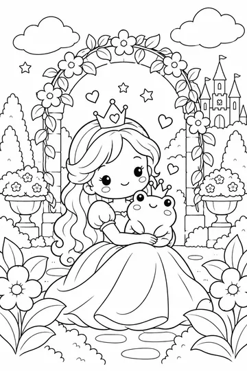 Princess and Frog coloring page