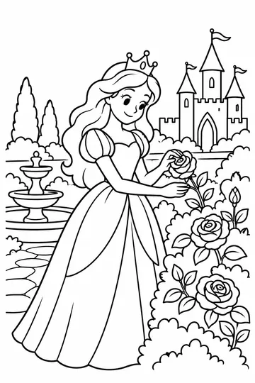 Princess in the Garden coloring page