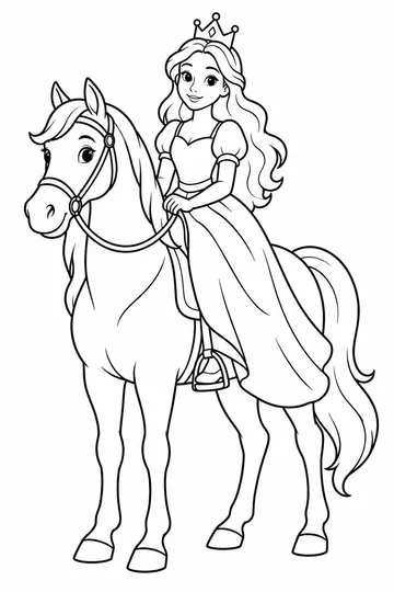 Princess and Horse coloring page