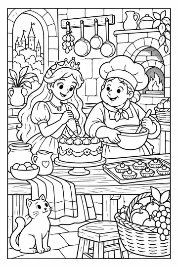 Princess Baking coloring page