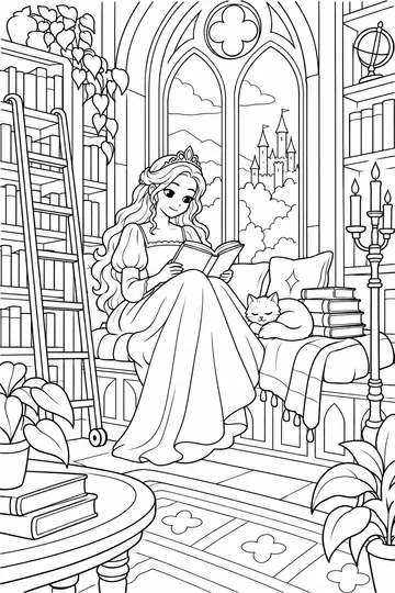 Princess Library coloring page