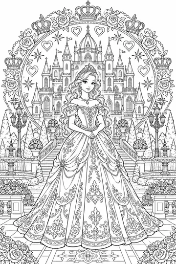 Princess Palace Mandala coloring page