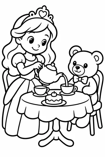 Princess Tea Party coloring page