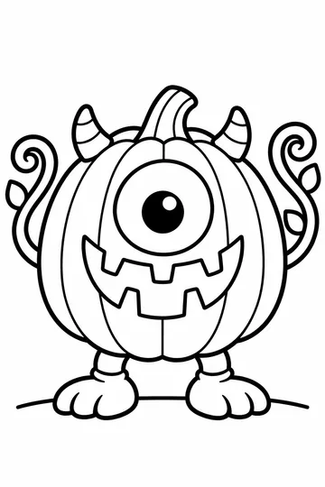 Silly Pumpkin Monster coloring page