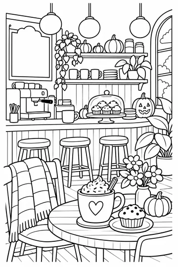 Pumpkin Spice Cafe coloring page