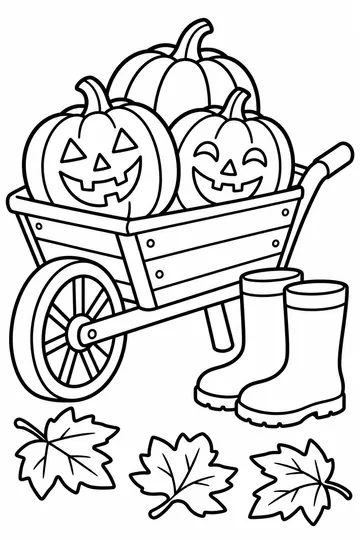 Pumpkin Wheelbarrow coloring page