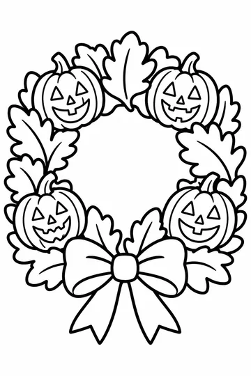 Pumpkin Door Wreath coloring page