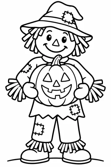 Scarecrow with a Pumpkin coloring page