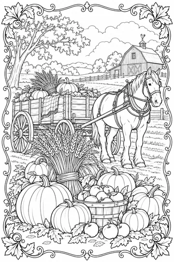 Vintage Harvest Card coloring page