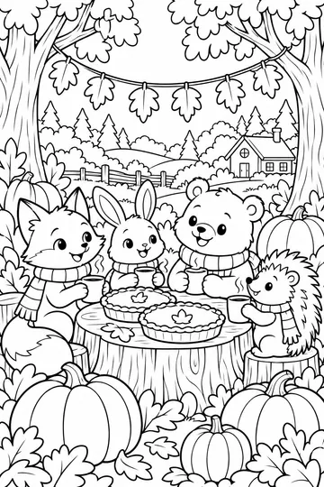 Woodland Pumpkin Party coloring page