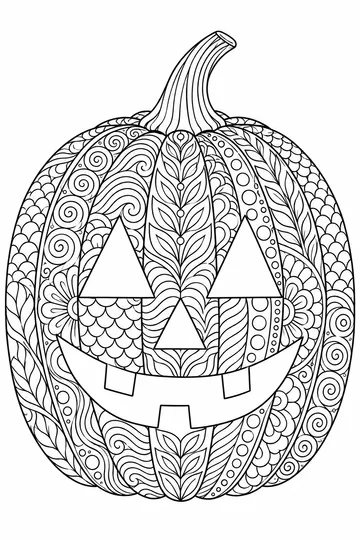Zentangle Jack-o'-Lantern coloring page