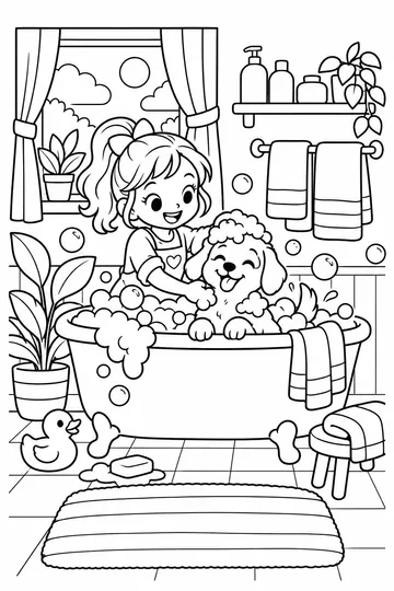 Puppy Spa Day coloring page