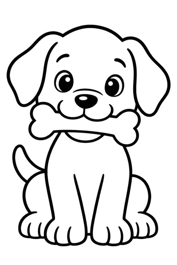 Puppy with a Bone coloring page