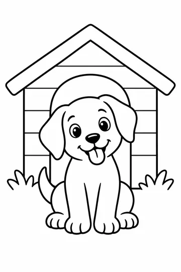 Puppy and Doghouse coloring page